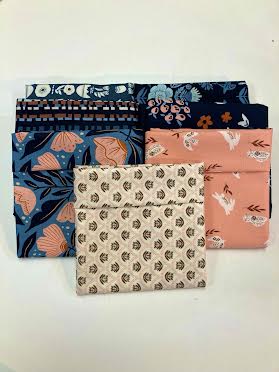 Folk & Lore Fat Quarter Bundle Navy/Peach
