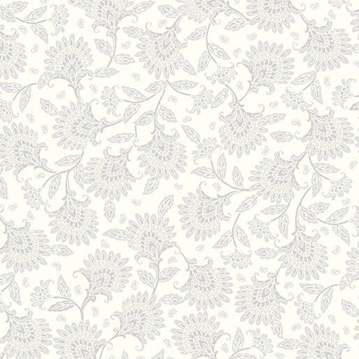 Whimsy Floral Wide Backing 16388W-09 Grey/White