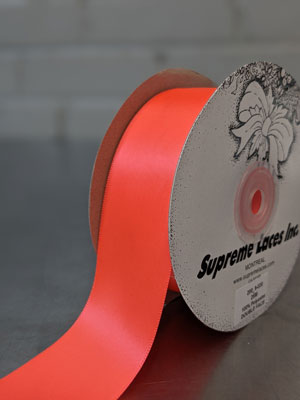 200 9-030 Neon Orange 1.5" Double Faced Ribbon