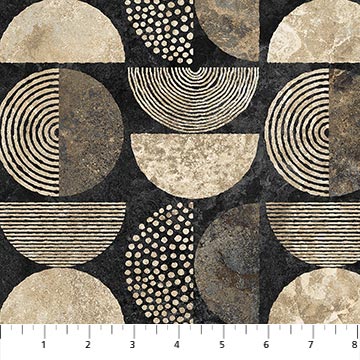 1/2 Meter Cut Stonehenge Retro Vibes 27741-99 Black Half Moon