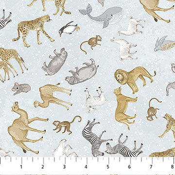 Two By Two 28713 41 Pale Blue Multi Sm Animal Toss