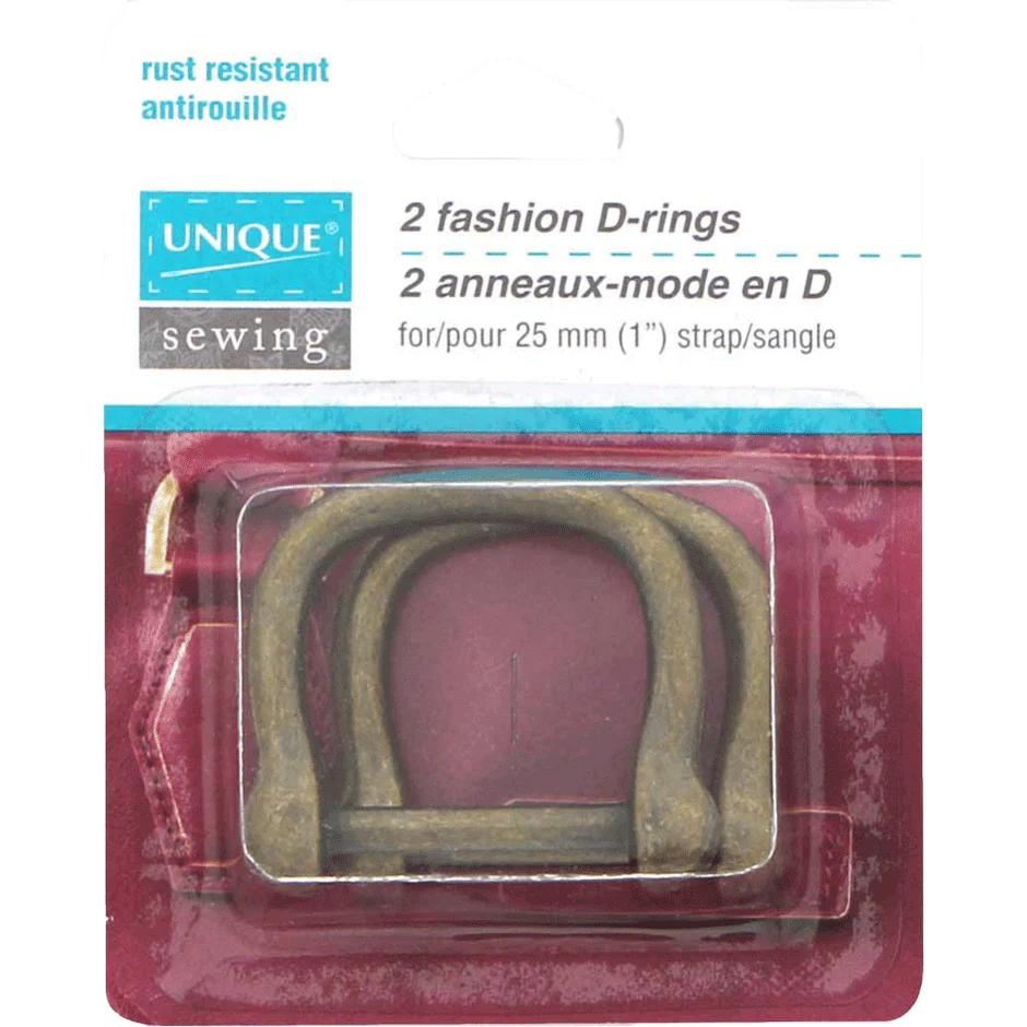 2 Fashion D-Rings Antique Gold