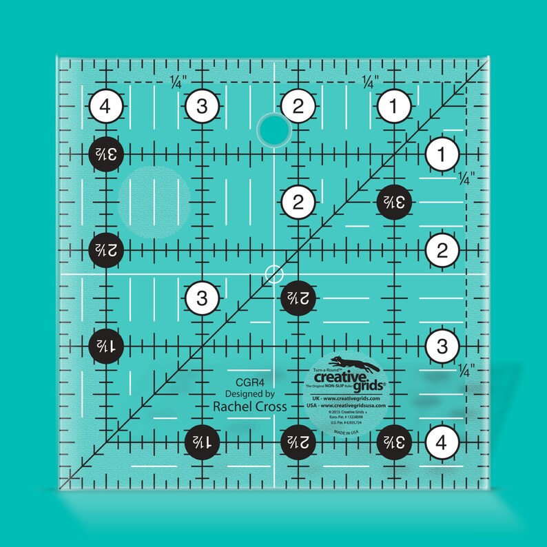 Creative Grid Non Slip Ruler 4.5" x 4.5"