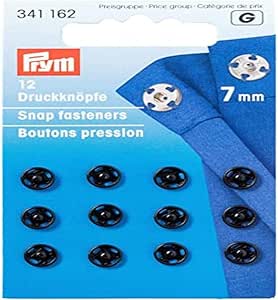 12 Snap Fasteners Black 7mm
