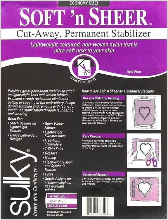 Soft and Sheer Cut Away Permanent Stablizer