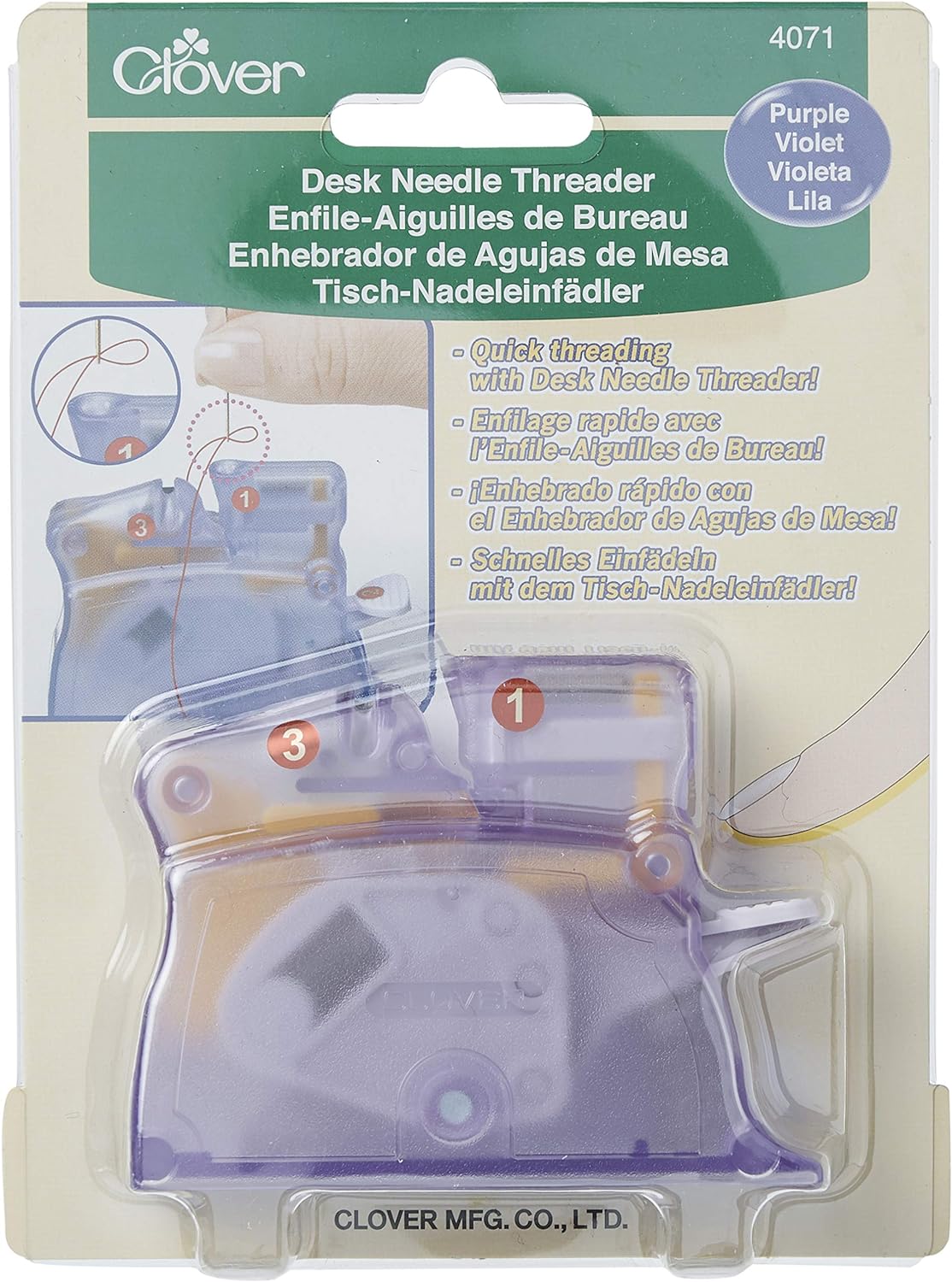 Clover Quick Desk Needle Threader Purple