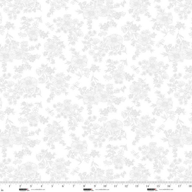 Best of Cream and Sugar 8933 01W White on White Delicate Florals