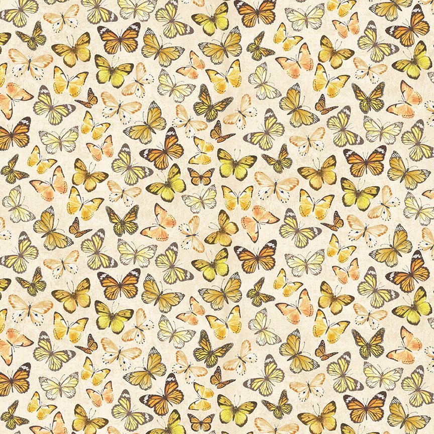 Sunflower Farm CD3367 Tossed Butterflies Cream