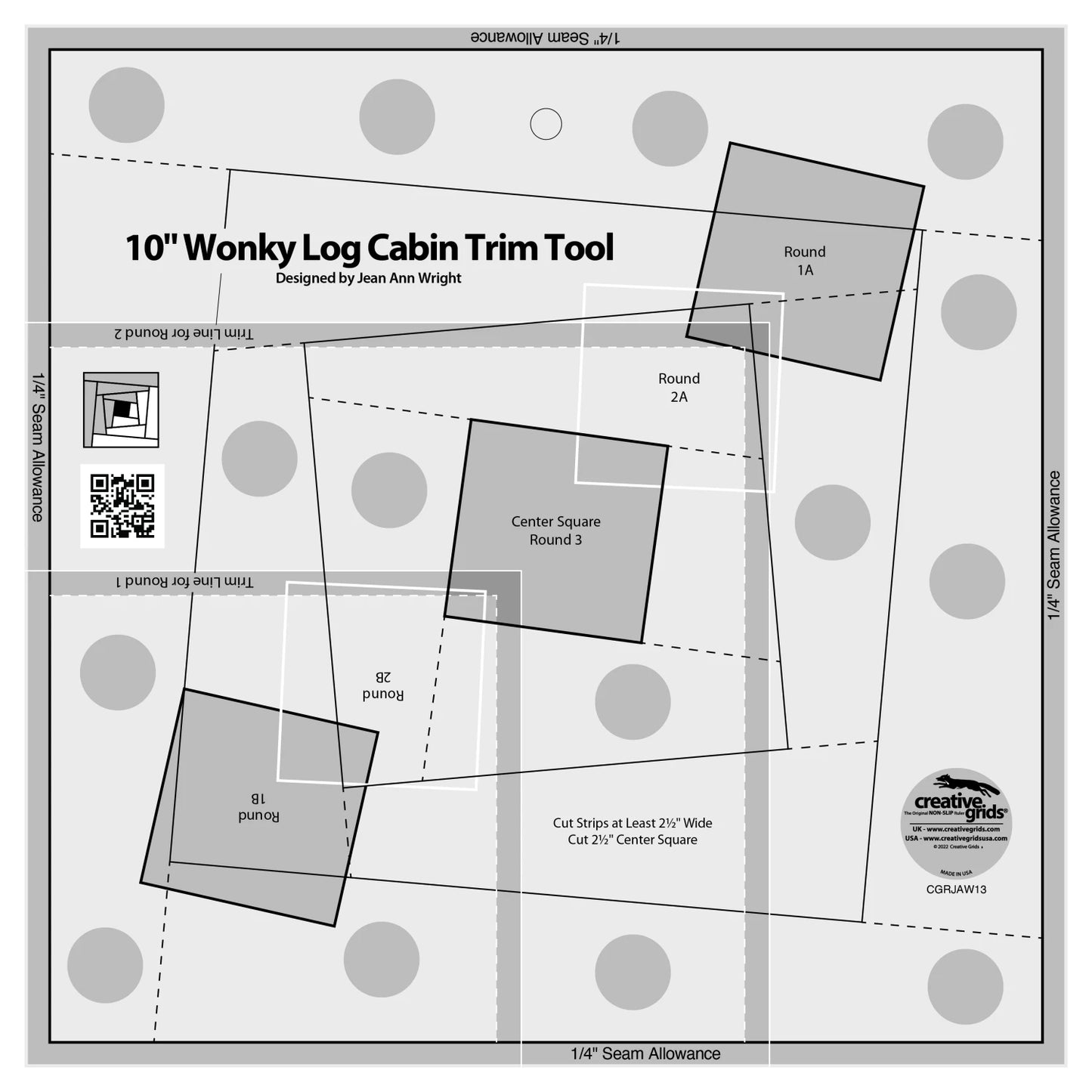 Creative Grid 10" Wonky Log Cabin Ruler