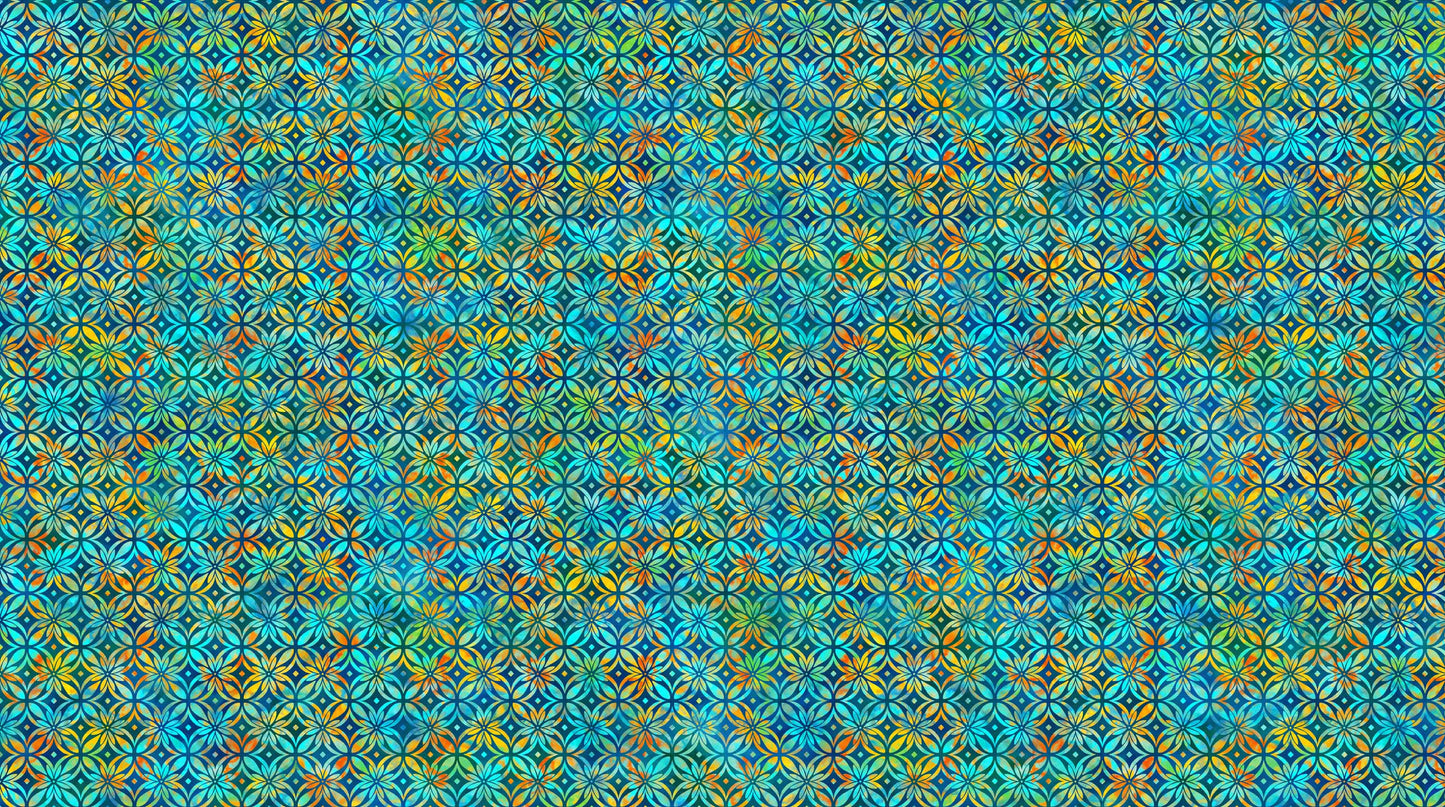 1 Meter Cut Boho Blooms DP27780-48 Navy Large Grid