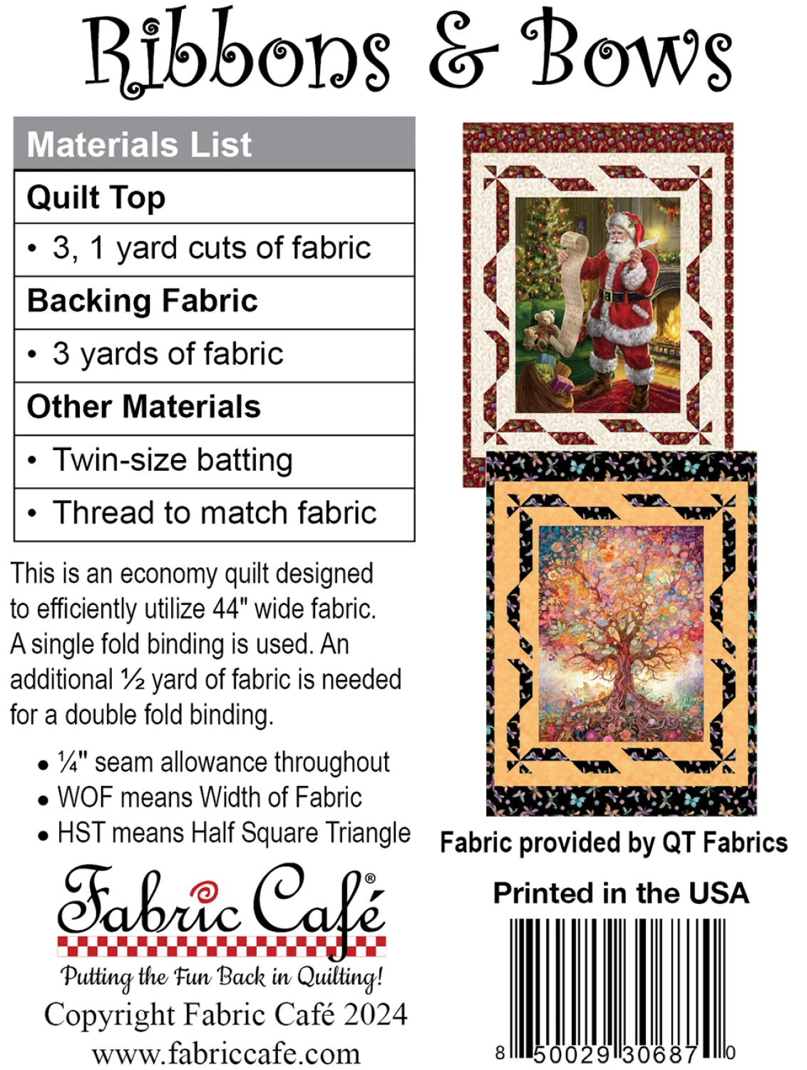 Fabric Cafe Ribbons and Bows Pattern