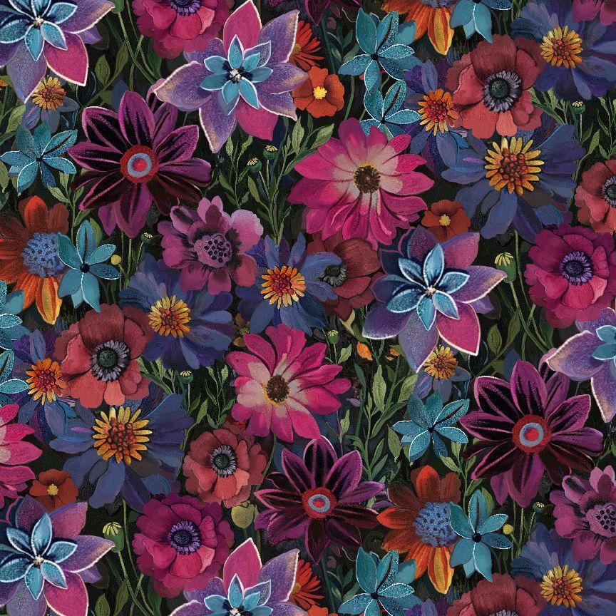 Forest Floral CD4116 Black