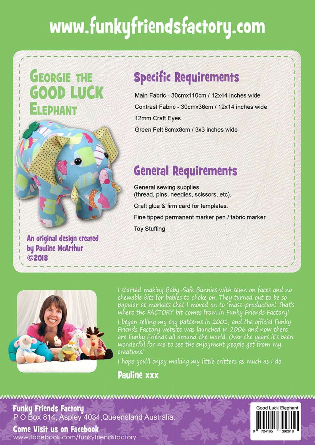 Georgie the Good Luck Elephant Pattern