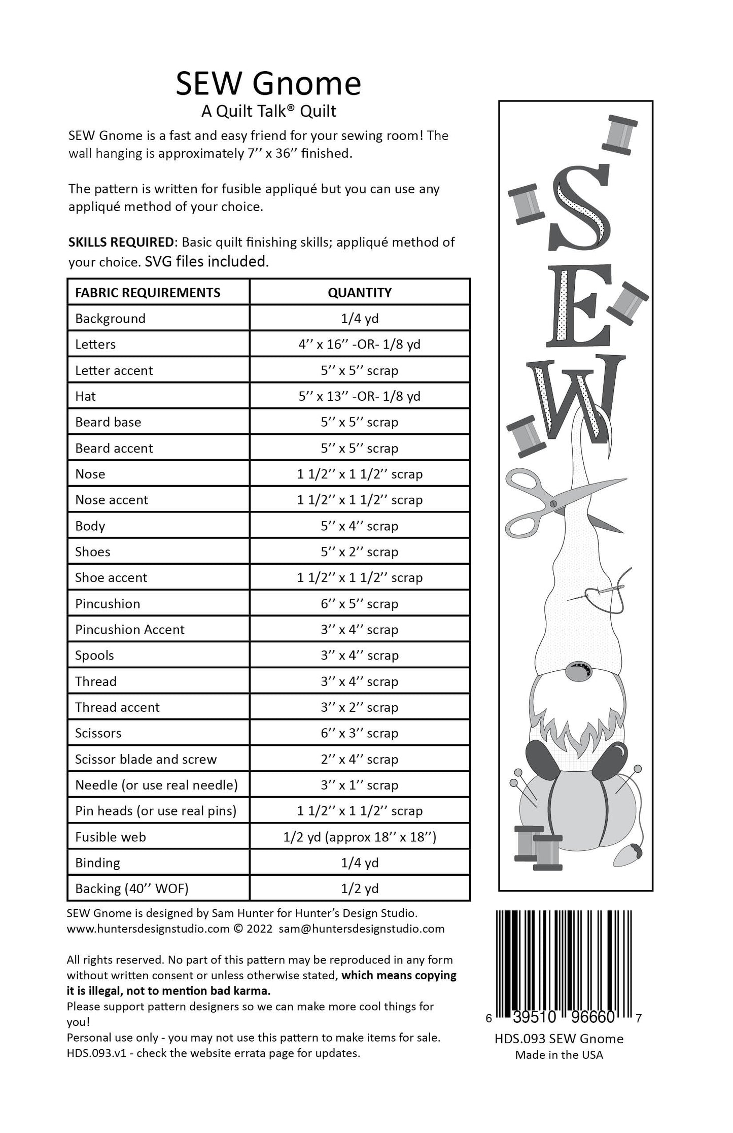 Sew Gnome Pattern