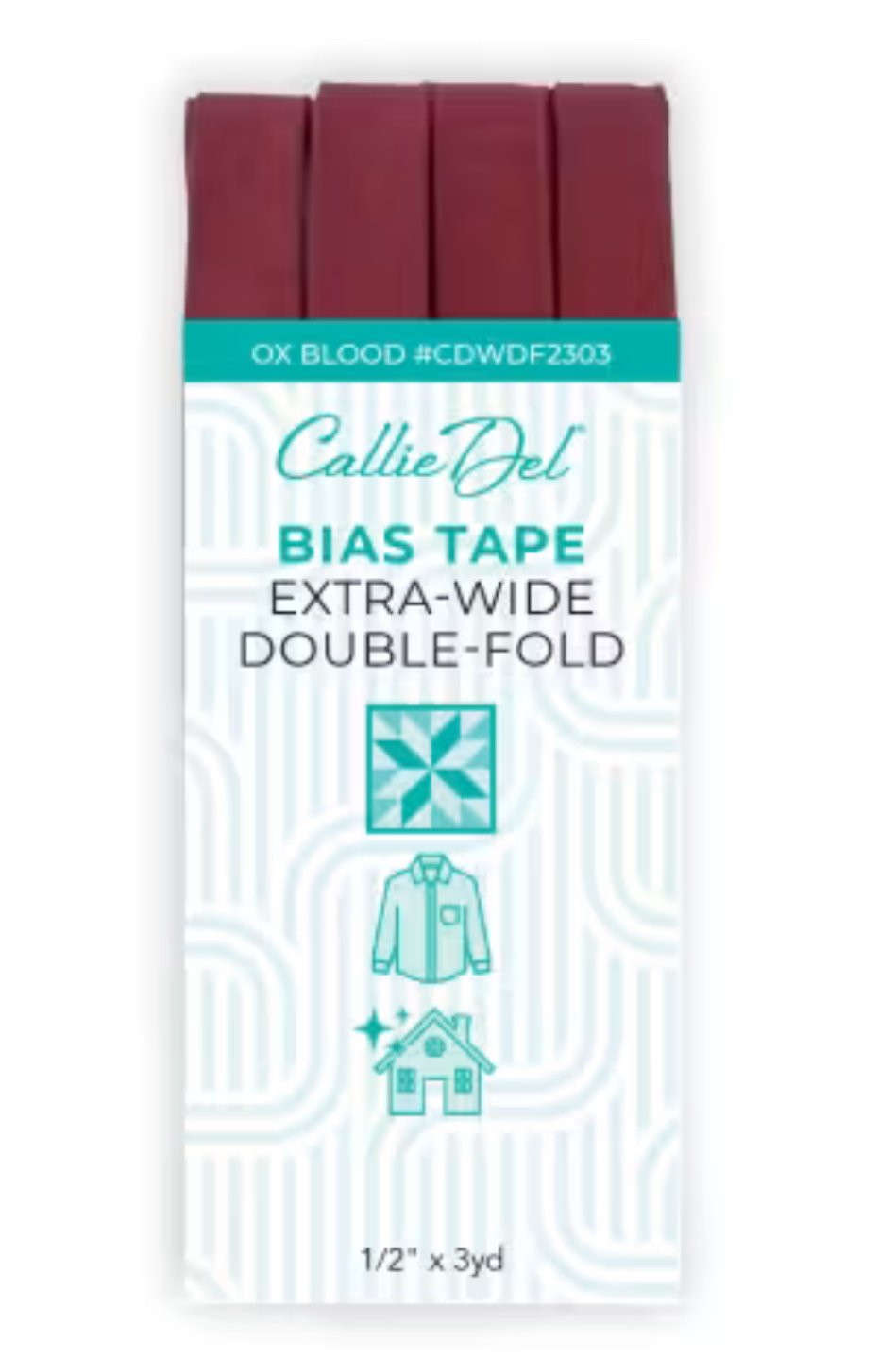 Callie Del Extra Wide Double Face Bias Tape Ox Blood