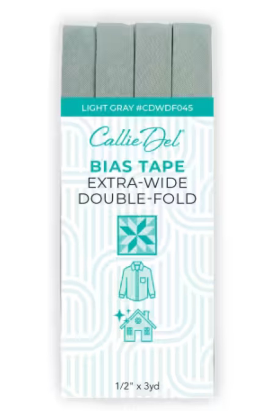 Callie Del Extra Wide Double Face Bias Tape Light Grey