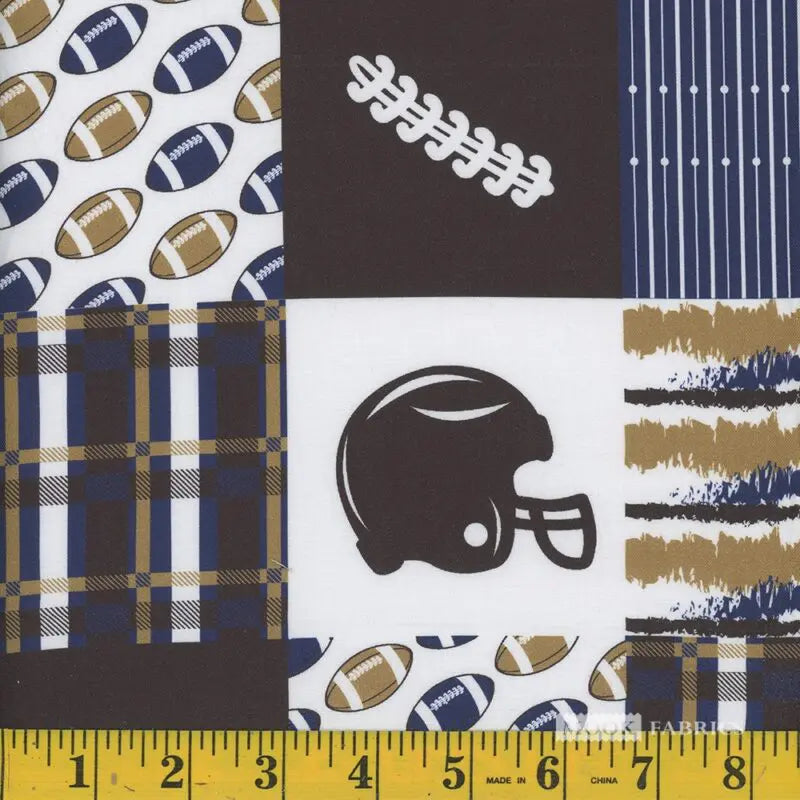 Sports Patchwork Football Blue/Gold