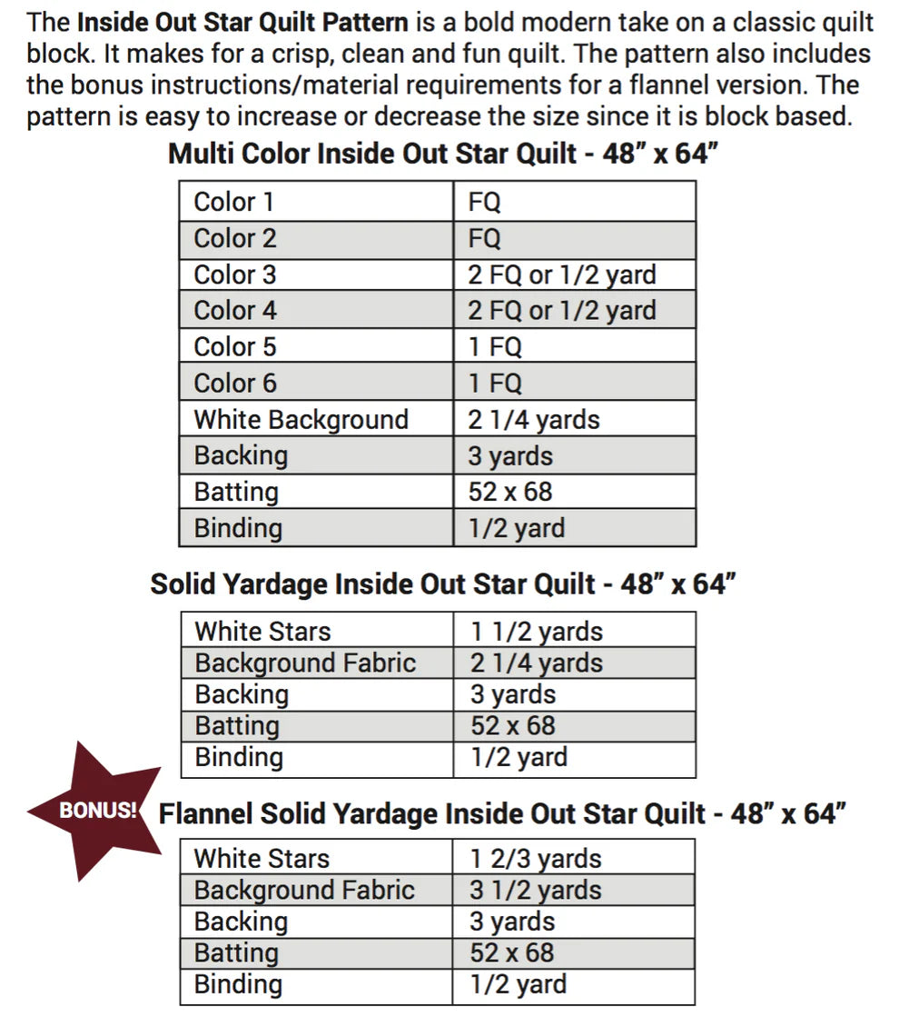 Inside Out Star Quilt Pattern