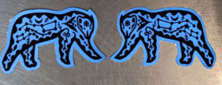 Iron On Bear Patch Blue/Black