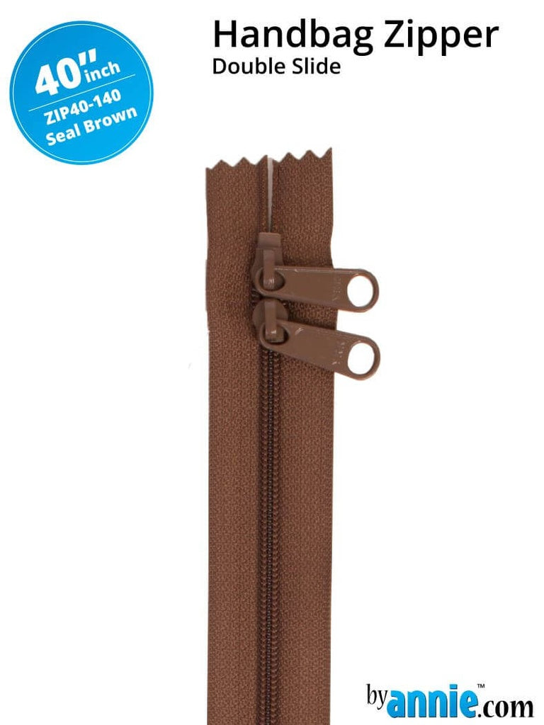 40" Double Slide Handbag Zipper Seal Brown