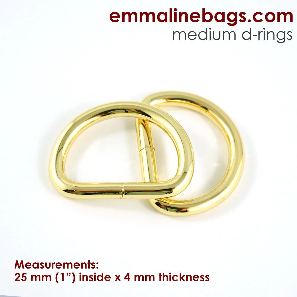 Emmaline D-Rings: (4pack) 1" Gold