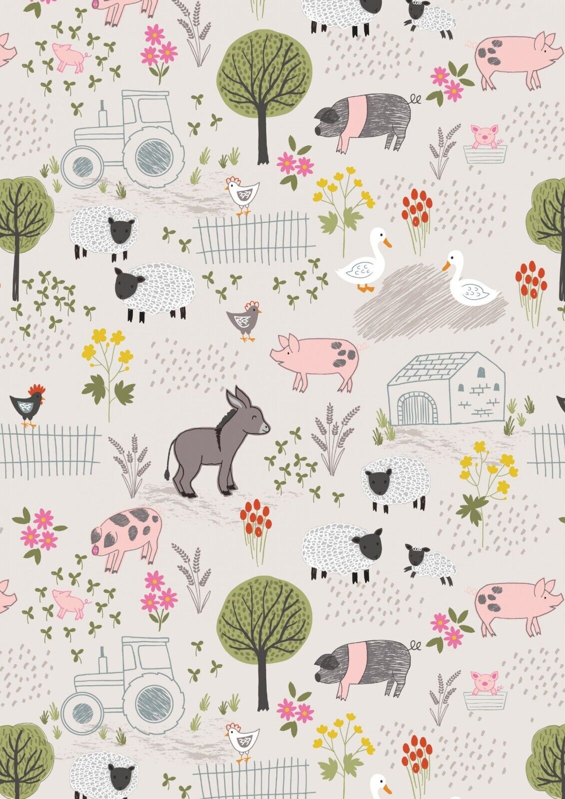 1 Meter Cut Piggy Tales farmyard 6531 1