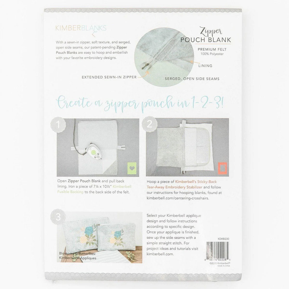 Kimberbell Zipper Pouch Blank