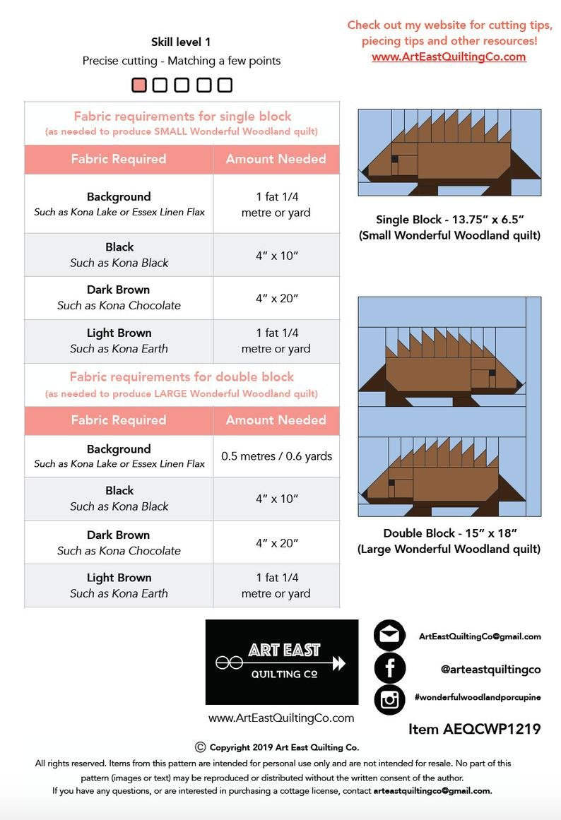 Wonderful Woodland Quilt Porcupine Block