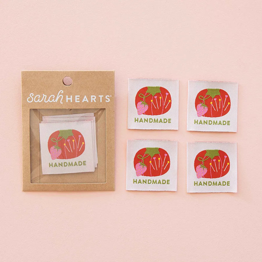 Sarah Hearts Label Tomato Pincushion