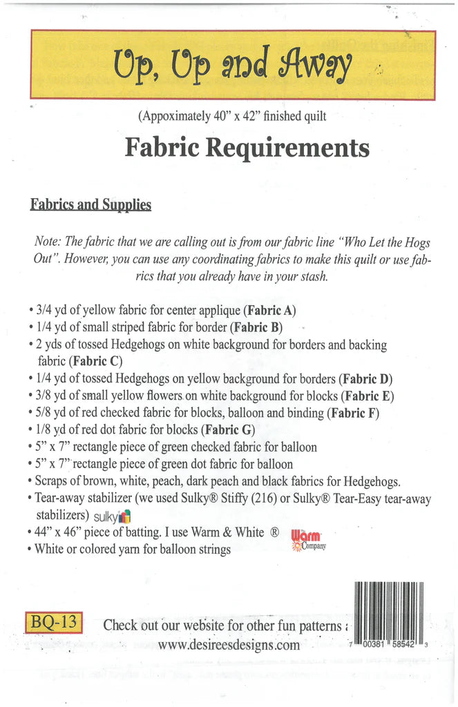 Up, Up and Away Quilt Pattern