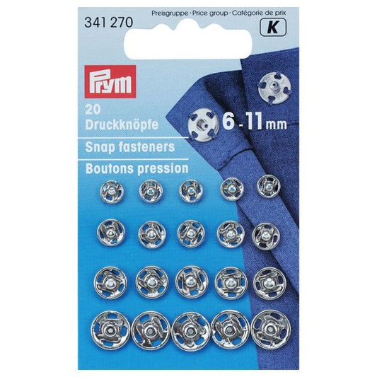 20 Snap Fasteners 6-11mm