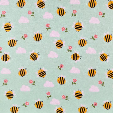 Bumble Bees Flannel 21251501B 02 Aqua