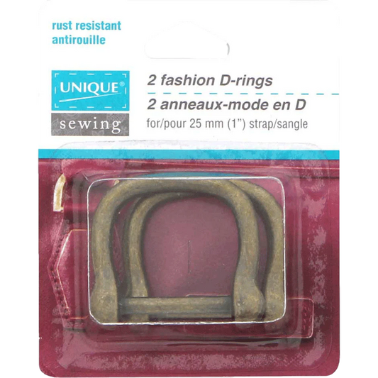 2 Fashion D-Rings Antique Gold
