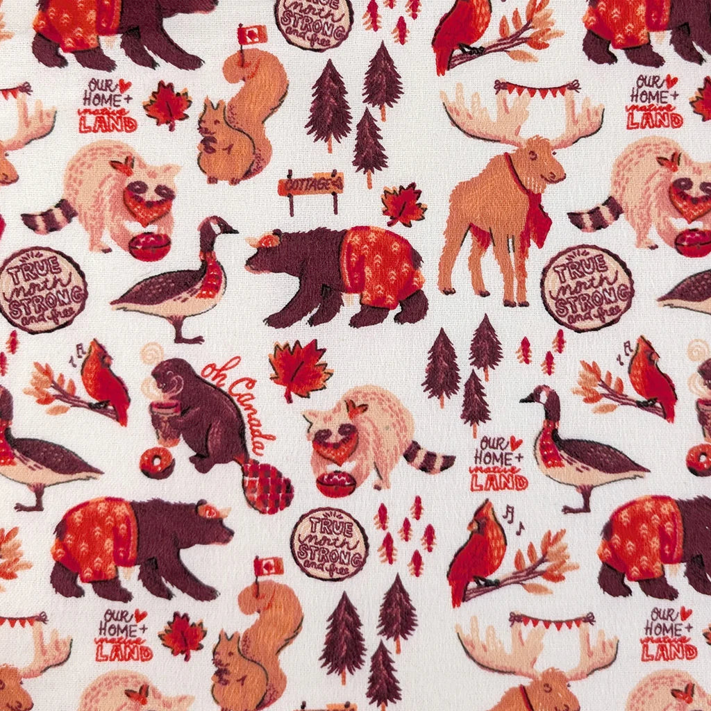 Canadian Animals Flannel White 36250108B 01