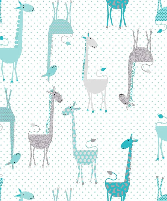 Fun Flannel Giraffes Aqua OA447511