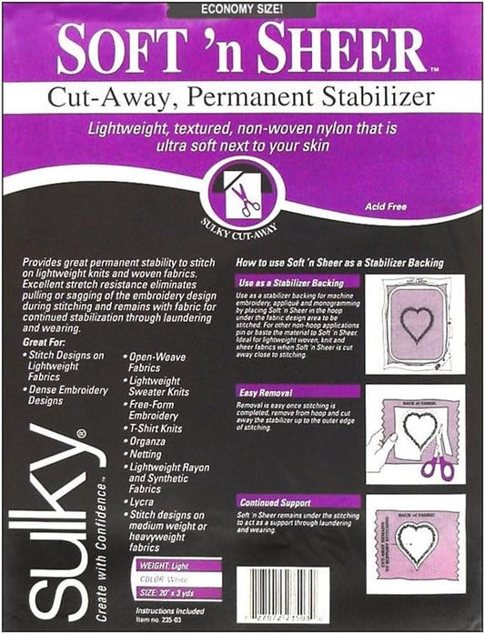 Soft and Sheer Cut Away Permanent Stablizer