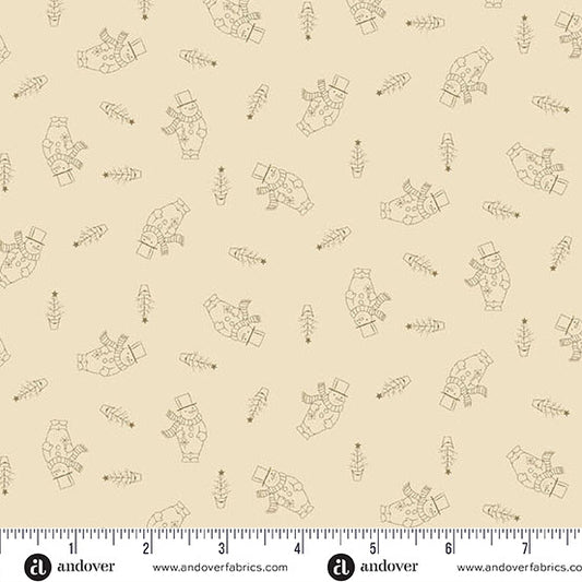 1 Meter Cut  Snow Flurry A 10316 N Snowman Cream