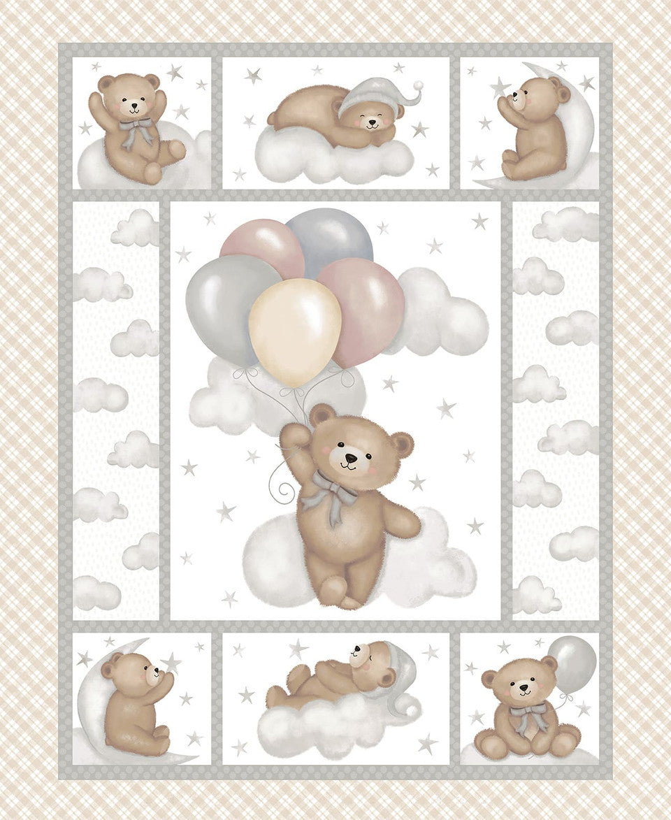 Sleepy Teddy Panel 8526P 34 Oatmeal/ Grey