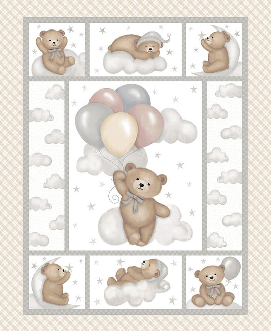 Sleepy Teddy Panel 8526P 34 Oatmeal/ Grey