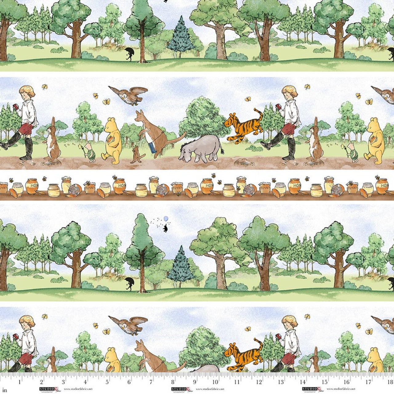 Winnie The Pooh 8727 36 Brown/Green Border