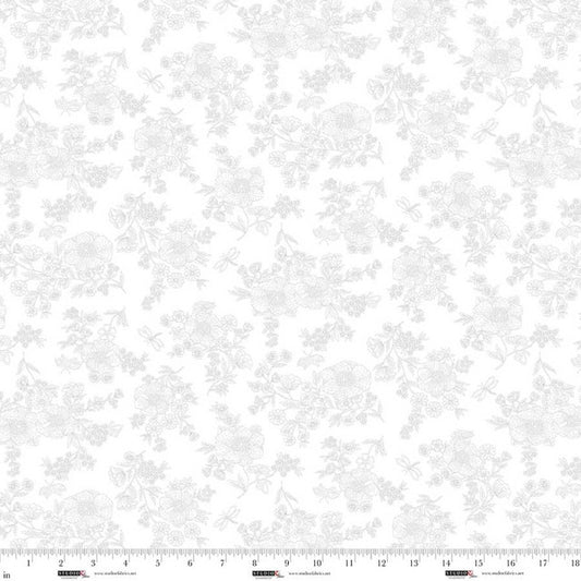 Best of Cream and Sugar 8933 01W White on White Delicate Florals