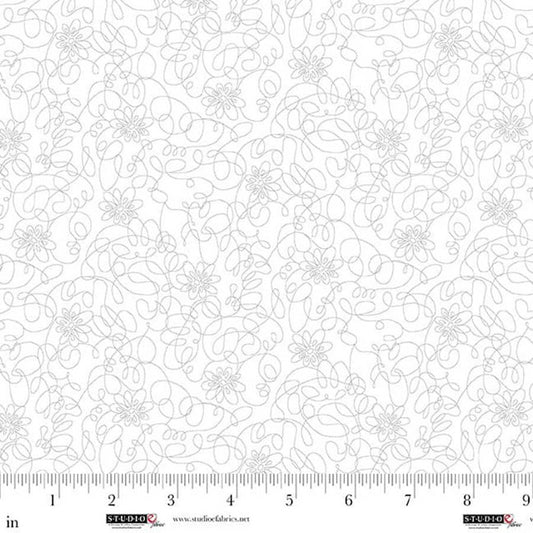 Best of Cream and Sugar 8934 01W White on White Modern Art Floral