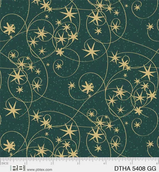 Deco the Halls 5408 GG Swirling Stars Green
