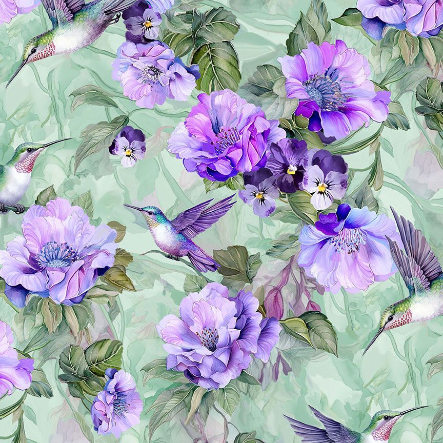 Hummingbirds Floral Sage CD3500