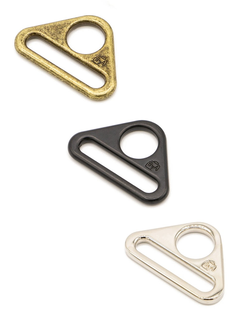 Two 1" Flat Triangle Rings Black Metal