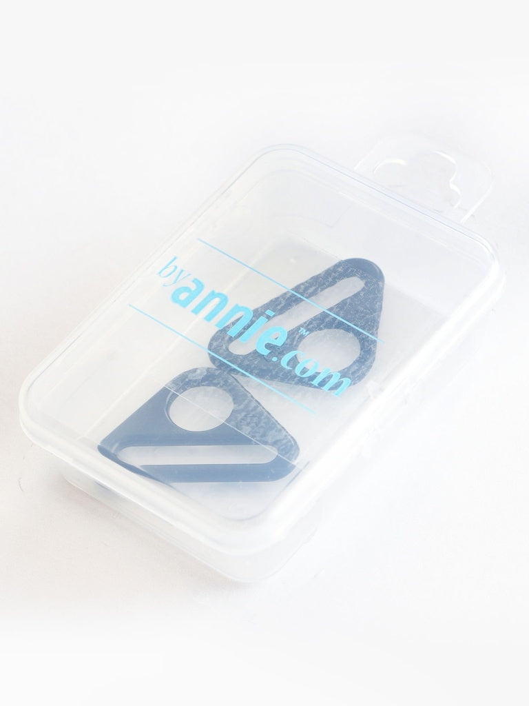 Two 1" Flat Triangle Rings Black Metal