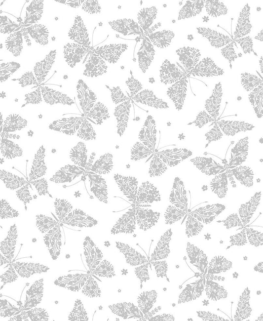 C3786 White Floral Butterflies