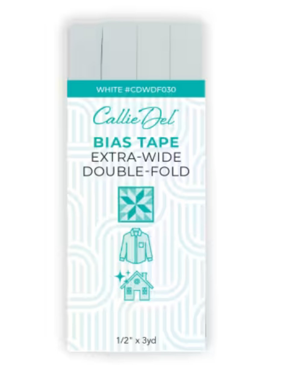 Callie Del Extra Wide Double Face Bias Tape White