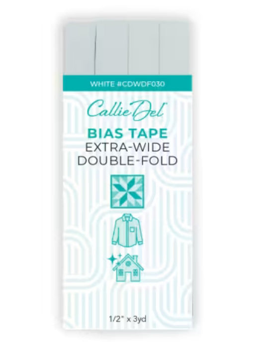 Callie Del Extra Wide Double Face Bias Tape White