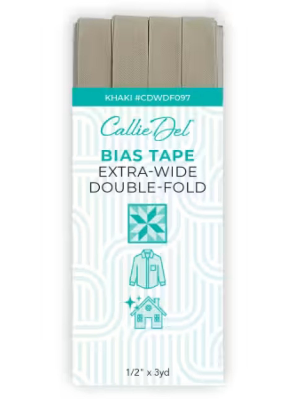 Callie Del Extra Wide Double Face Bias Tape Khaki